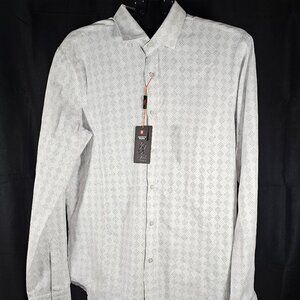 Eight X Mens Slim Fit Diamond Pattern Button Down Shirt XL NWT